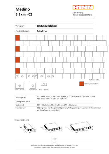 Verlegemuster des Medino Reihenverbands