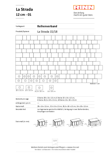 Rinn Pflaster La Strada im Reihenverband Rinn Pflaster La Strada im Reihenverband