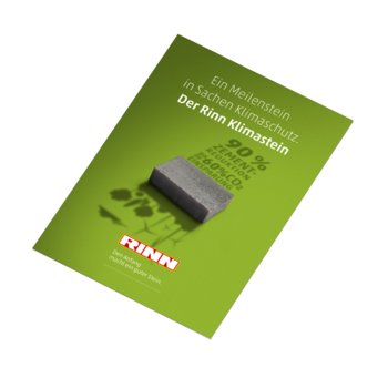Klimastein Flyer Das Bild zeigt die Vorderseite des Rinn Klimastein Flyers.